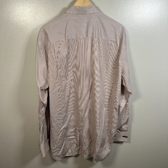 Ermenegildo Zegna Dress Shirt Mens Size 43 17 Brown Stripes Comfort Fit Work - Picture 2 of 13